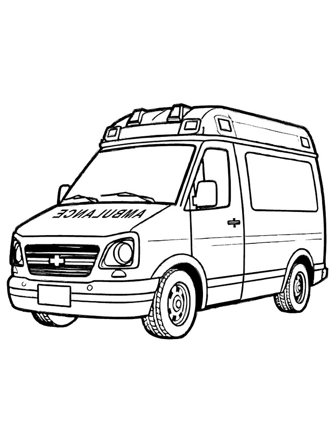 White ambulance vehicle coloring page White ambulance vehicle coloring page